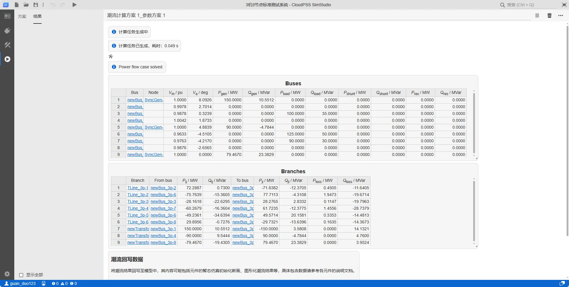 潮流计算结果